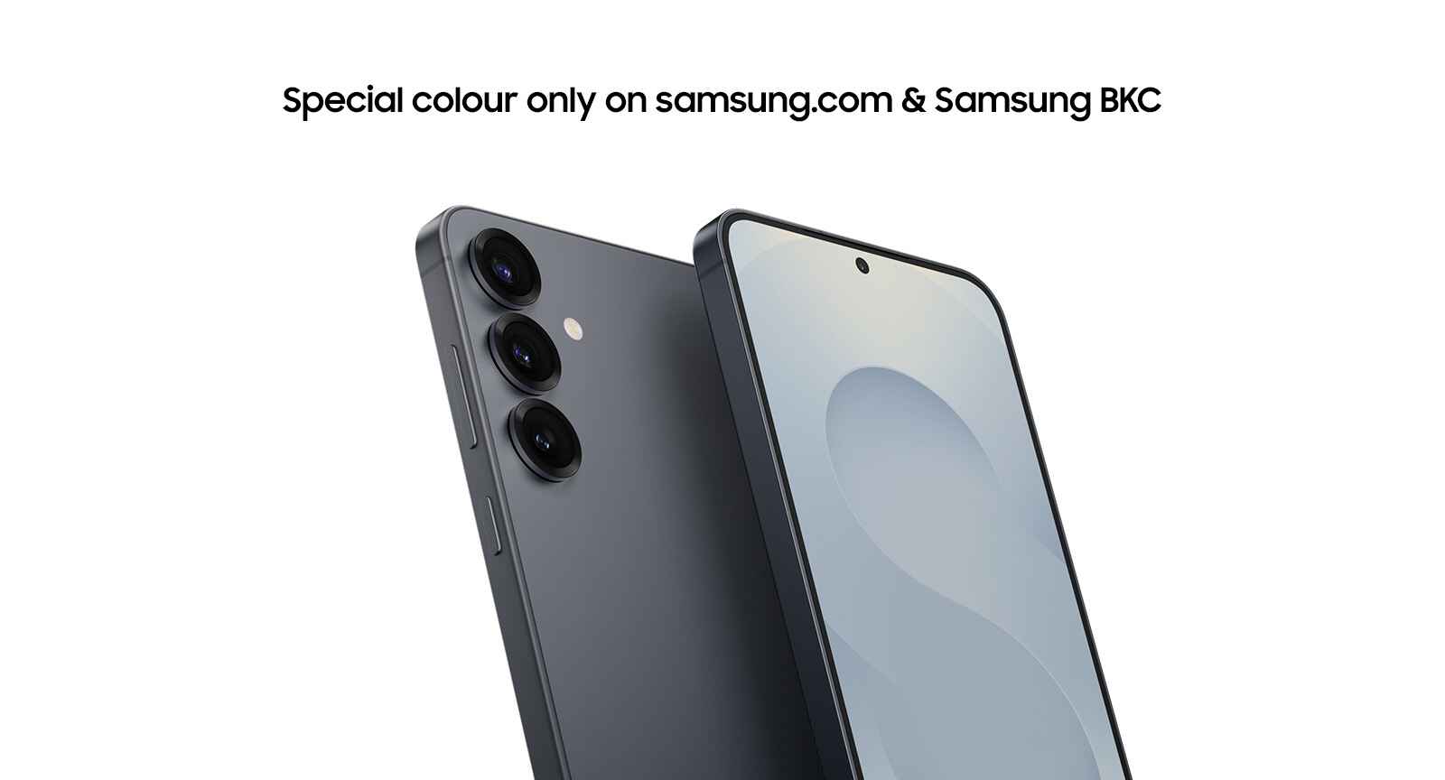 Samsung smartphone with a sleek matte finish and quad-camera setup on the back, featuring a modern, minimalist design.